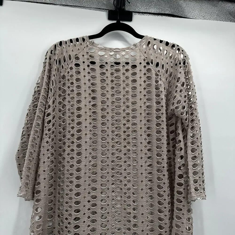 Lulu B Top Womens Small Cutout Mesh Pullover Open Knit Net Oversized‎ Beach